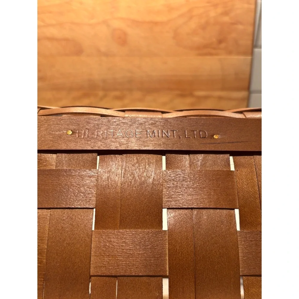 Heritage Mint Ltd Canadian Maple Basket Woven Wood Rectangular Dual Handle Brown